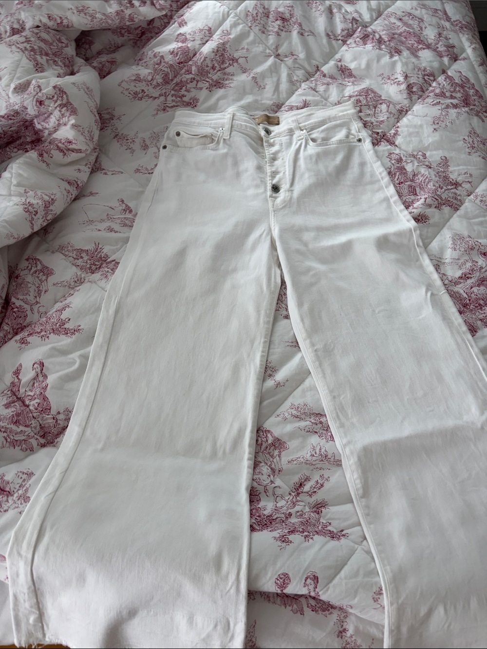 7 For All Mankind White High-Rise Cropped Wide-Leg Jeans